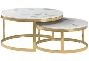 Salontafel Doblo marmer wit / goud
