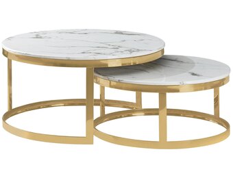 Salontafel Doblo marmer wit / goud