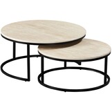 Salontafel Travertino - set van 2 | Zwart/Travertin