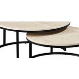 Salontafel Travertino - set van 2 | Zwart/Travertin