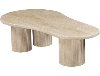 Salontafel Carrara | Organisch Travertin - Ronde poten