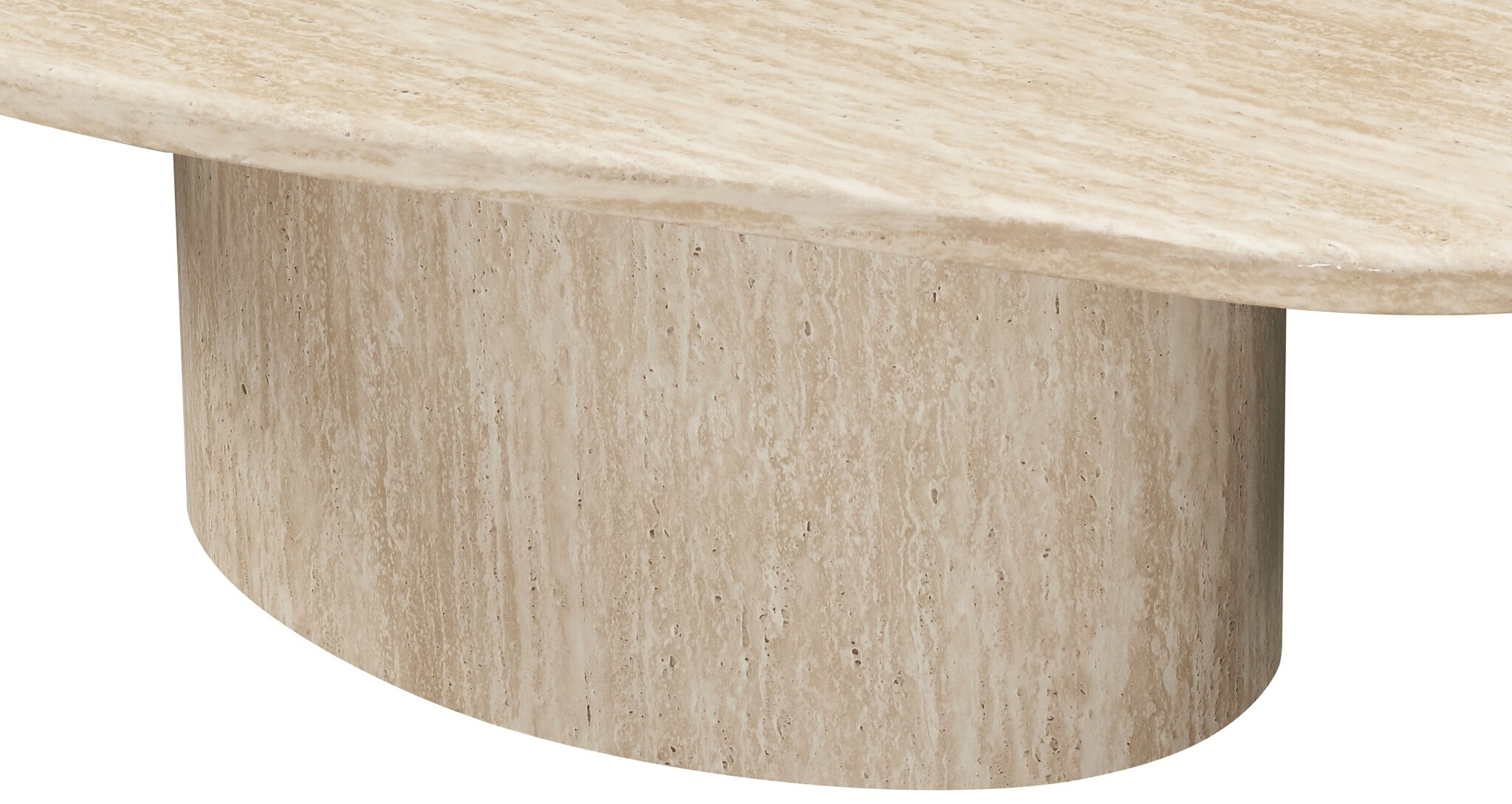 Salontafel Carrara | Organisch Travertin | Ovale poot