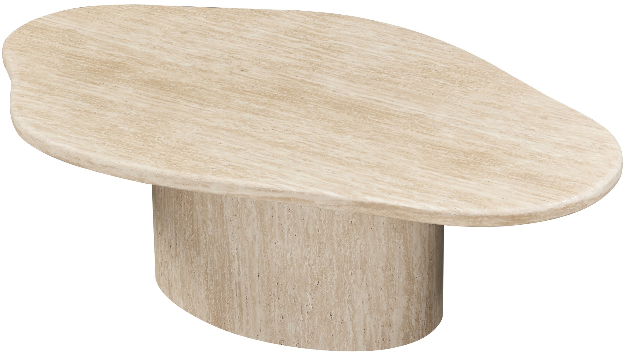 Salontafel Carrara | Organisch Travertin | Ovale poot