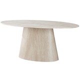 Eettafel Carrara - Travertin | Ovaal | Poot Cilinder Ovaal