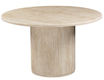 Eettafel Carrara - Travertin | Rond - Geribbeld