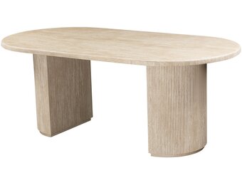 Eettafel Carrara - Travertin | Ovaal - Geribbeld