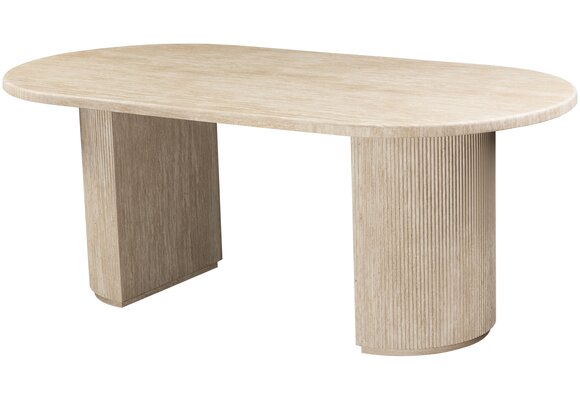 Eettafel Carrara - Travertin | Ovaal - Geribbeld