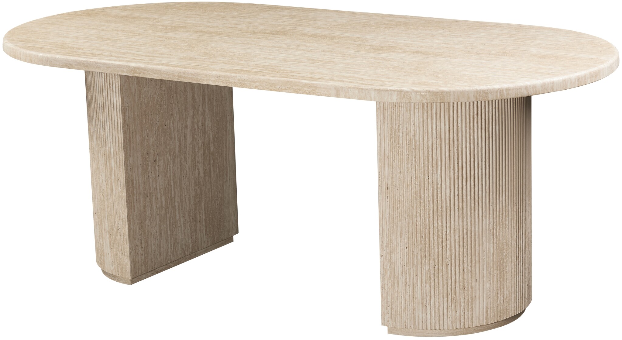 Eettafel Carrara - Travertin | Ovaal - Geribbeld