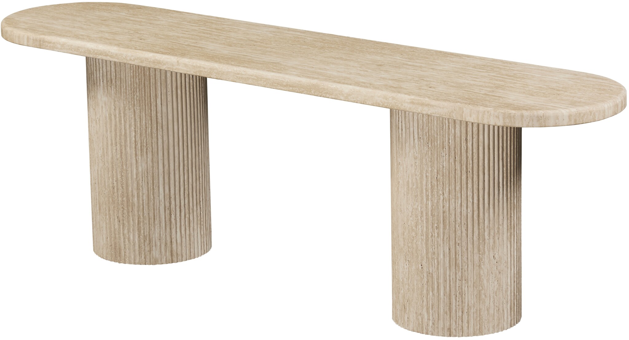 Tv-meubel Carrara - Travertin | Ovaal - Geribbeld