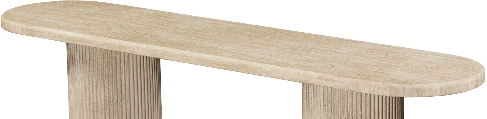 Sidetable Carrara - Travertin | Ovaal - Geribbeld