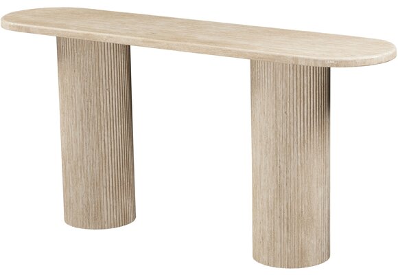 Sidetable Carrara - Travertin | Ovaal - Geribbeld
