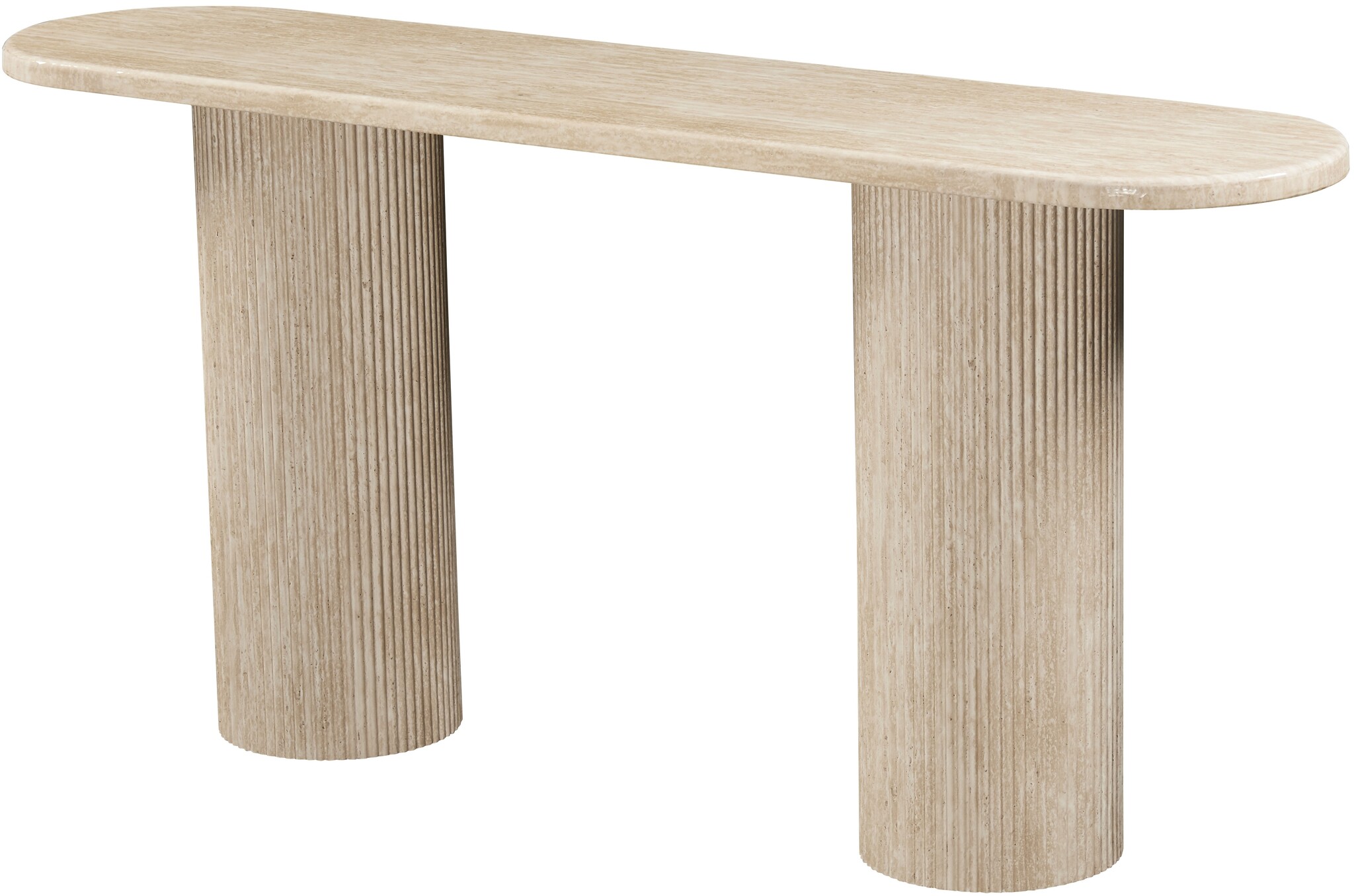 Sidetable Carrara - Travertin | Ovaal - Geribbeld