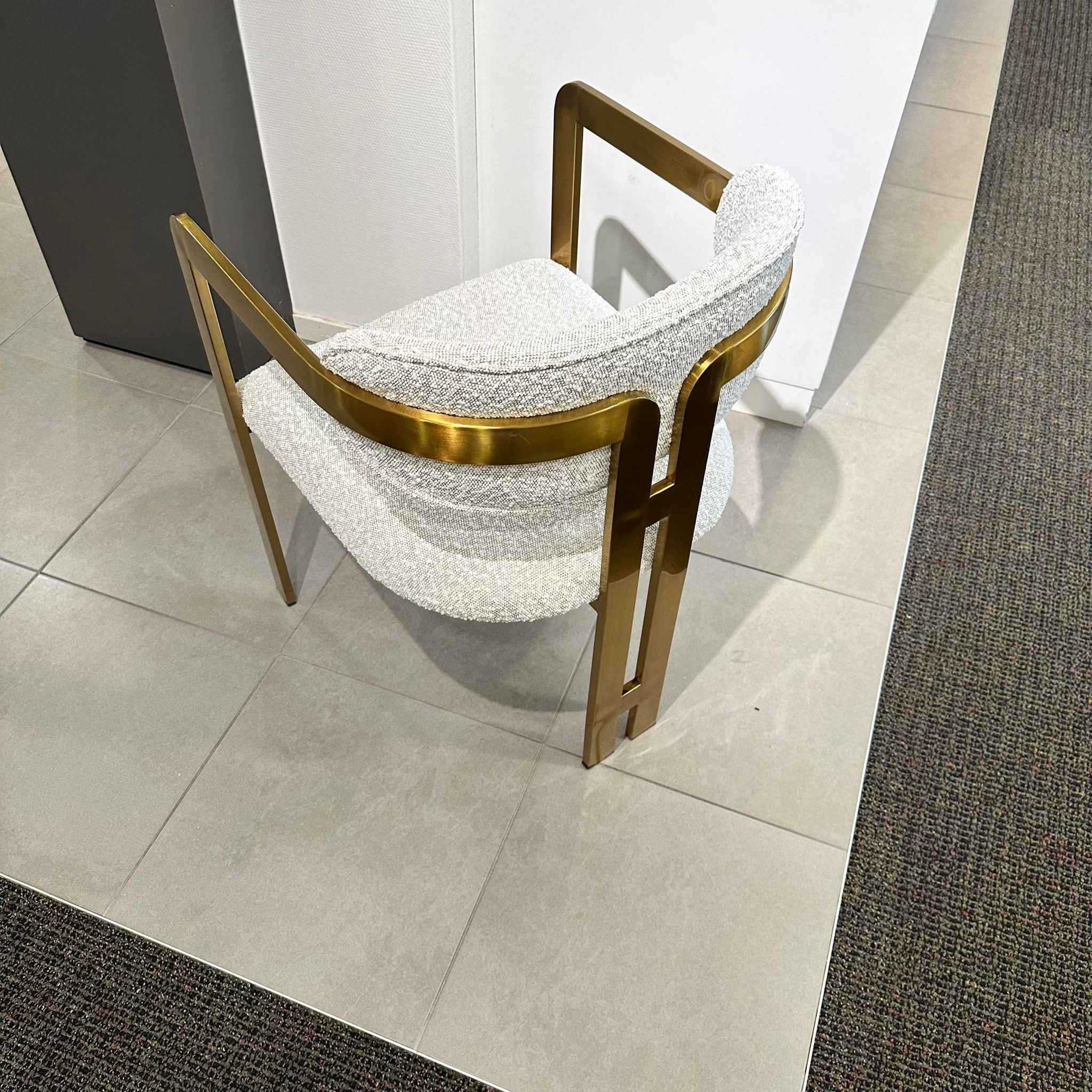 Eetkamerstoel Tribanto Bouclé Teddy stof - Geborsteld Goud