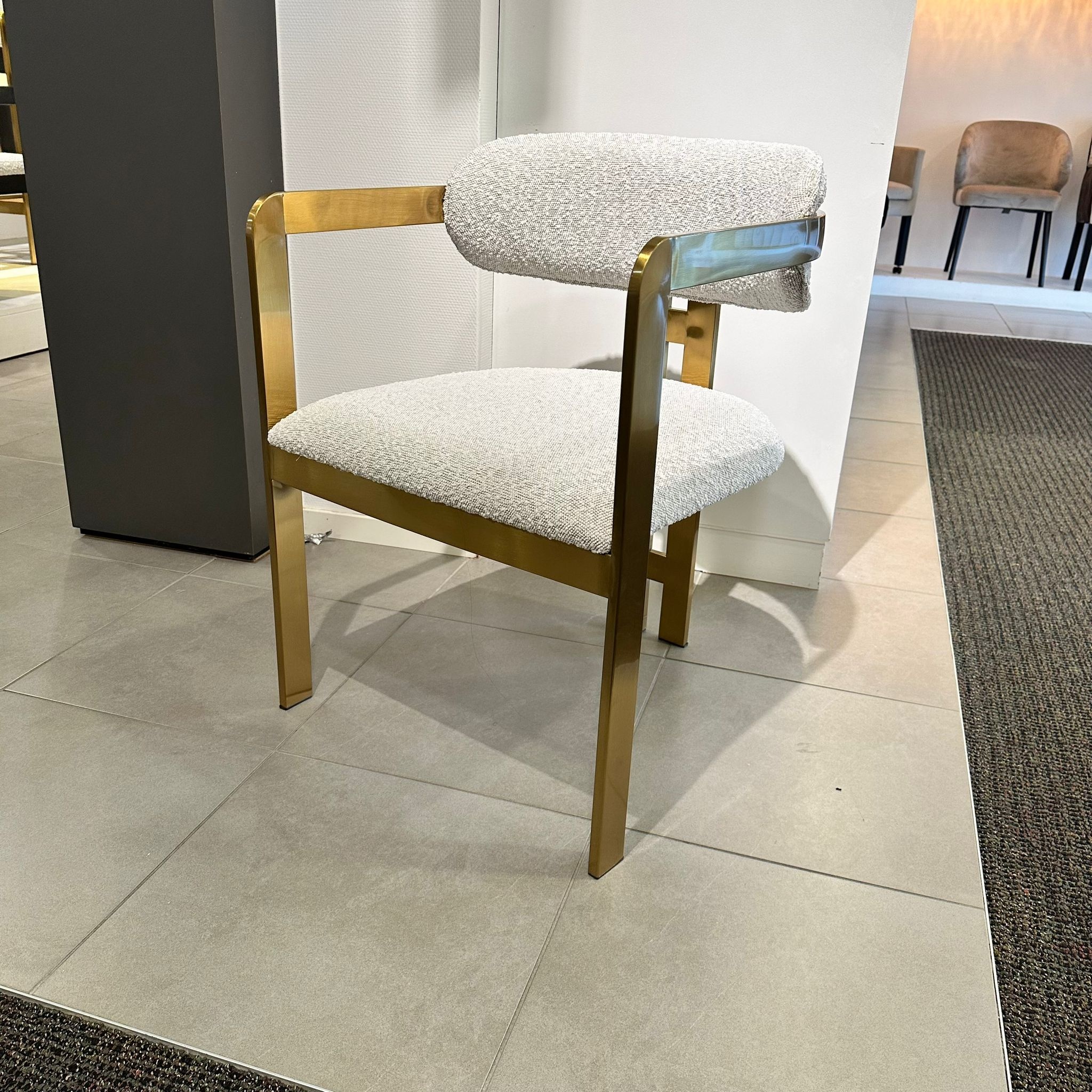 Eetkamerstoel Tribanto Bouclé Teddy stof - Geborsteld Goud