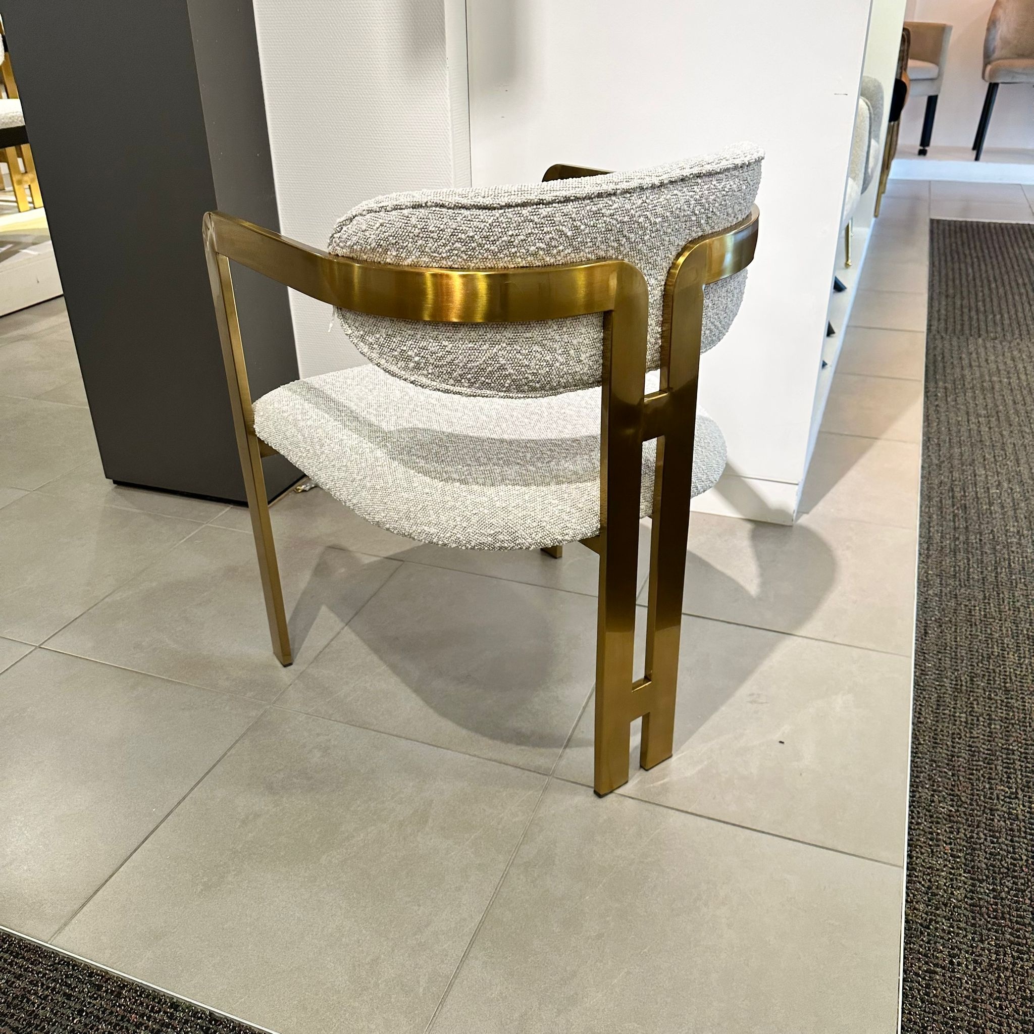 Eetkamerstoel Tribanto Bouclé Teddy stof - Geborsteld Goud