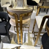 Barstoel Tribanto Velvet Taupe stof - Geborsteld Goud