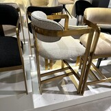 Barstoel Tribanto Bouclé Teddy stof - Geborsteld Goud