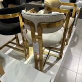 Barstoel Tribanto Bouclé Teddy stof - Geborsteld Goud