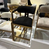 Barstoel Tribanto Bouclé Zwart stof - Geborsteld Goud