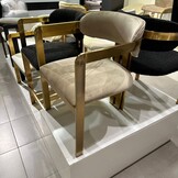 Eetkamerstoel Tribanto Velvet Taupe stof - Geborsteld Goud