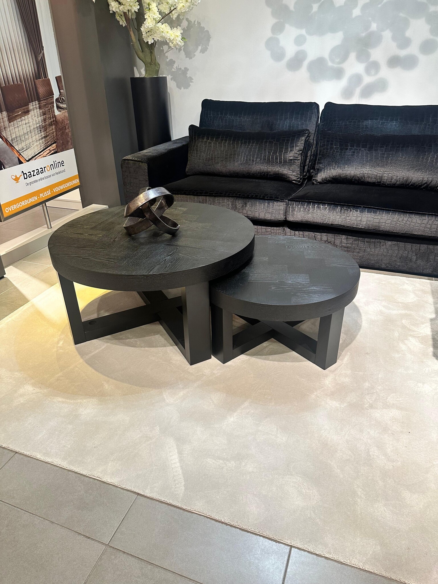 Salontafel Visgraat | Zwart Eiken Fineer - set van 2