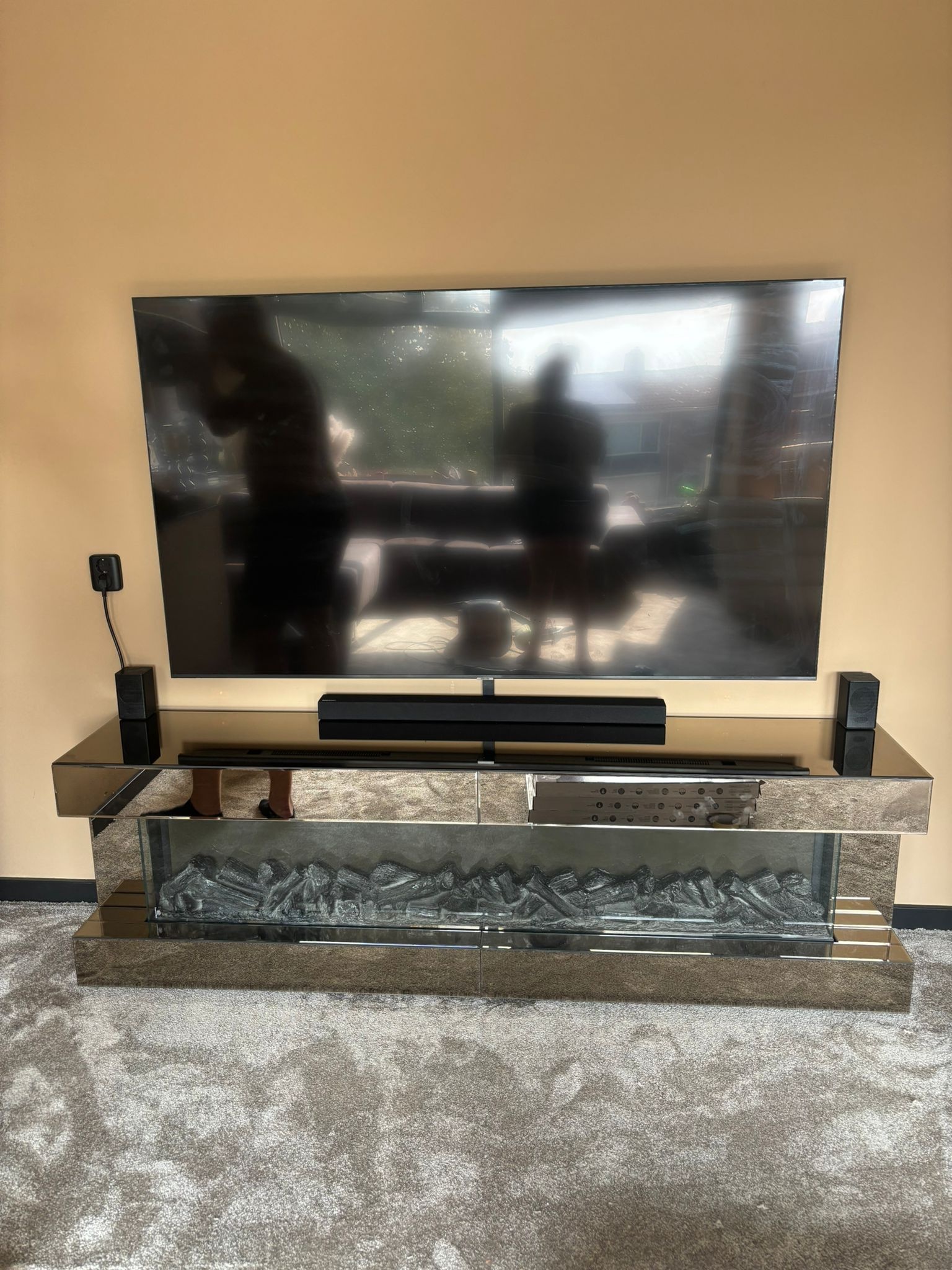 TV-Meubel Oxton - Sepia - incl. Sfeerhaard