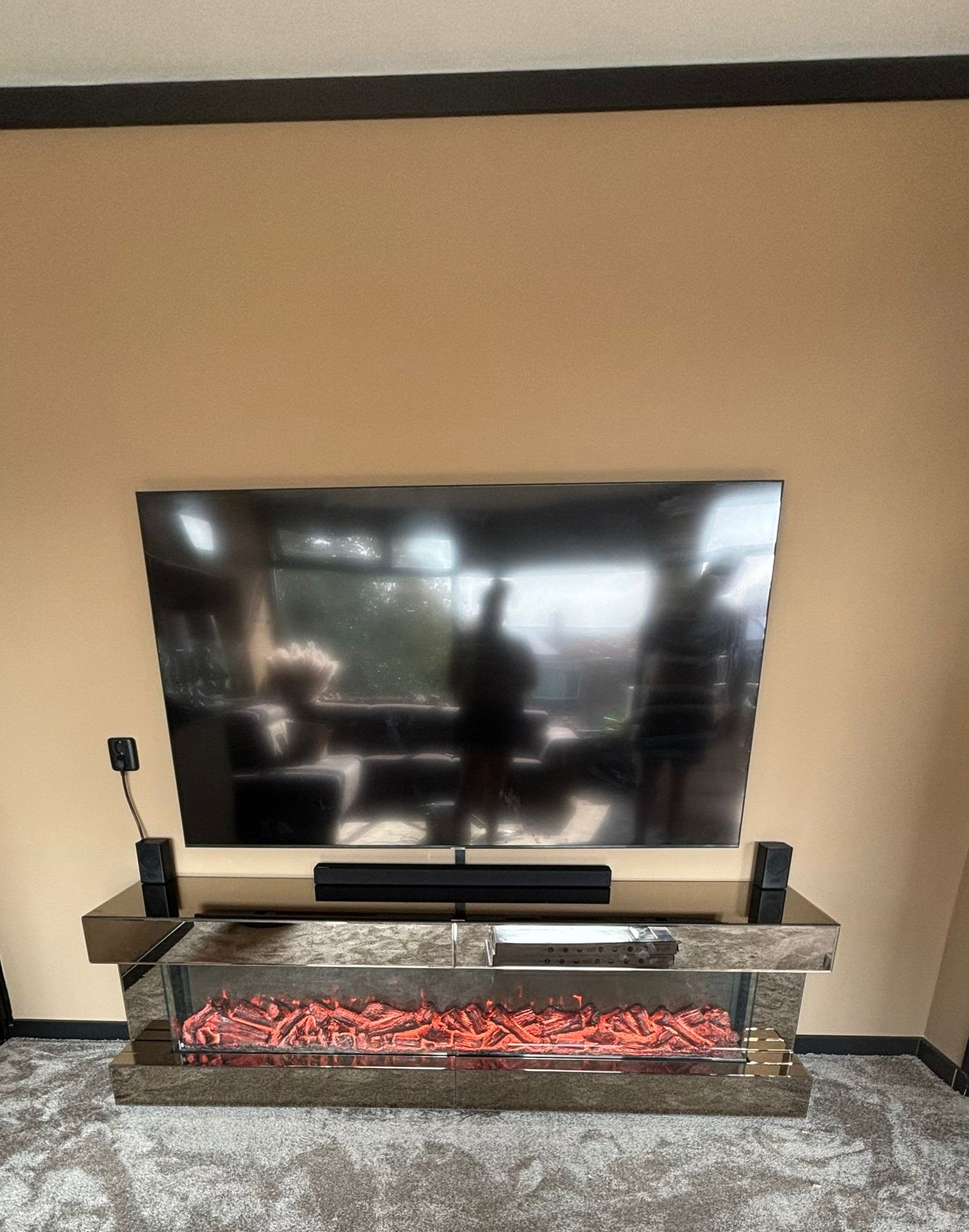 TV-Meubel Oxton - Sepia - incl. Sfeerhaard