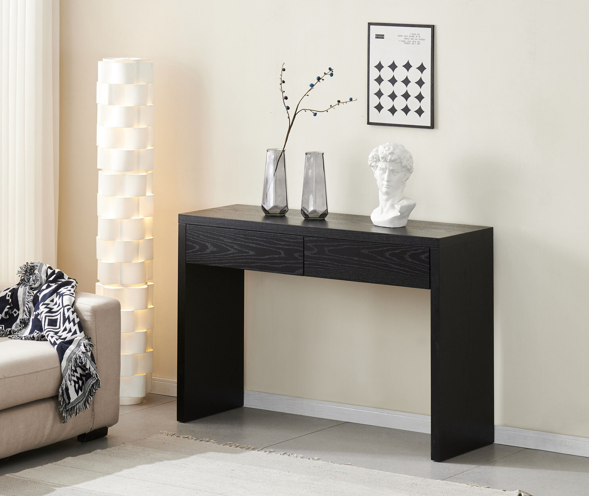 Sidetable Blackwood | Zwart met 2 lades