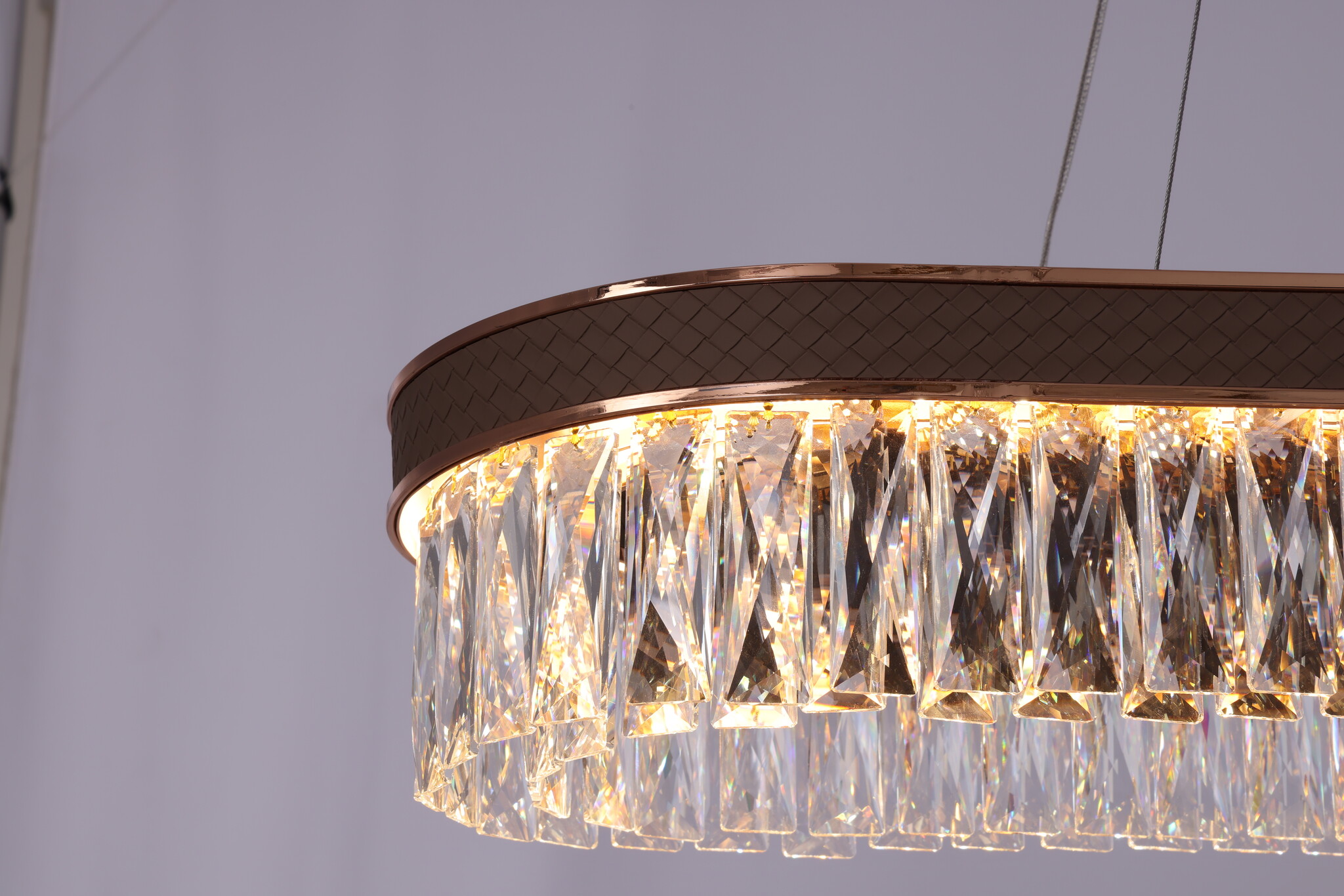 Hanglamp Rima - Ovaal | Rosé goud - 95 x 30 cm