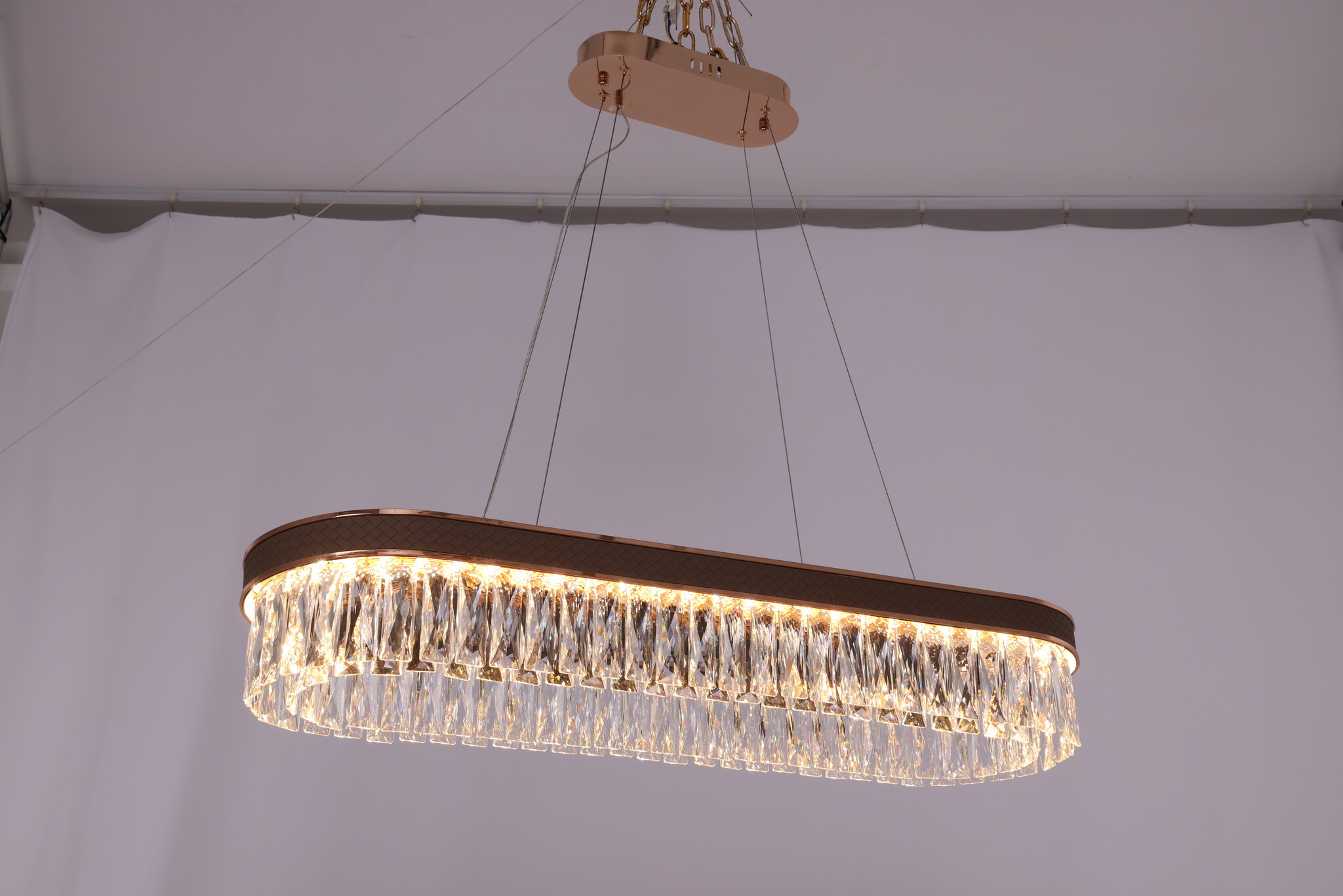 Hanglamp Rima - Ovaal | Rosé goud - 95 x 30 cm