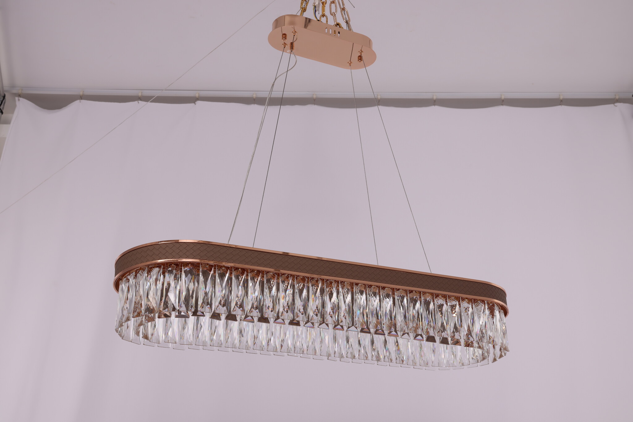 Hanglamp Rima - Ovaal | Rosé goud - 95 x 30 cm