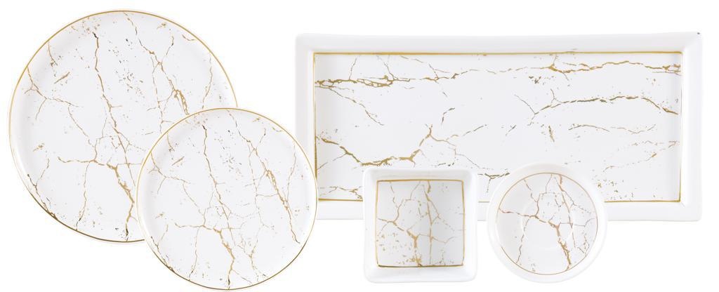 Ontbijt serviesset 33-delig - Marmer Goud Servies