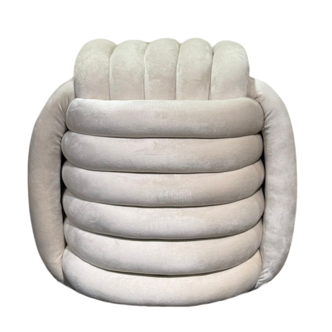 Geknoopte poef Twist | Velvet Taupe