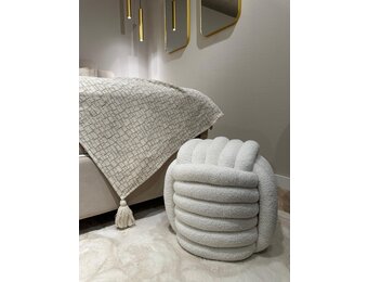 Geknoopte poef Twist | Teddy wit