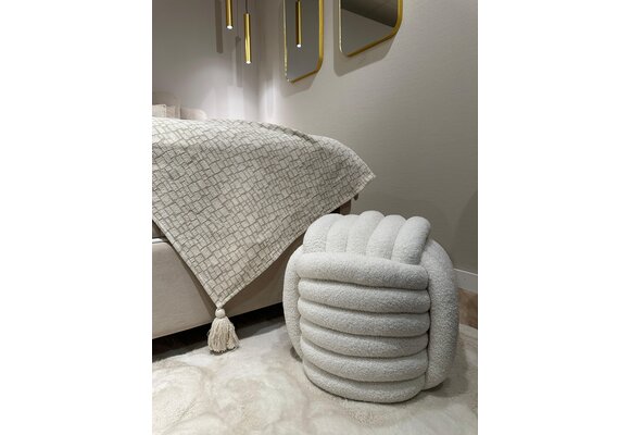 Geknoopte poef Twist | Teddy wit