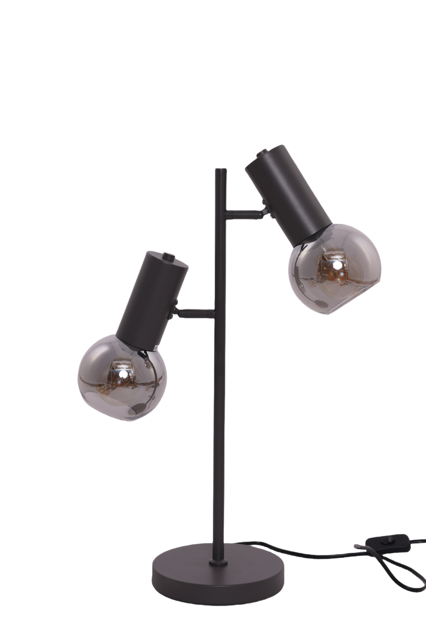 Tafellamp Aura  - Zwart - 2 lichts - Smoke glas