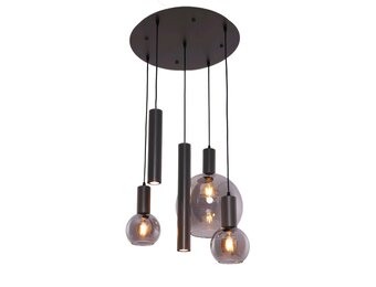 Hanglamp Aura  - Zwart - 5 lichts - Rond