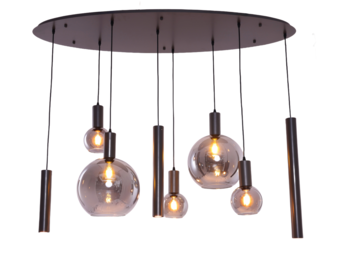Hanglamp Aura  - Zwart - 8 lichts - Ovaal