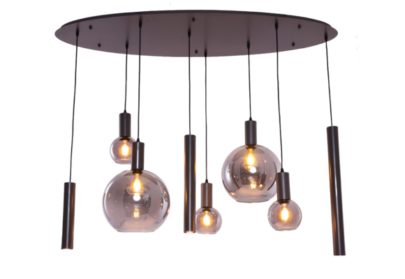 Hanglamp Aura  - Zwart - 8 lichts - Ovaal