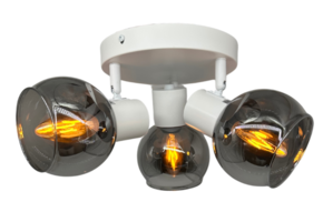 Plafondlamp Empory Smoke glas - 3 lichts  - Wit