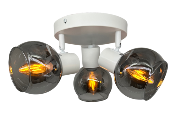 Plafondlamp Empory Smoke glas - 3 lichts  - Wit