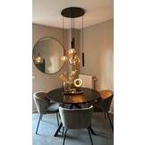 Hanglamp Aura  - Bruin - 5 lichts - Rond - Amber glas