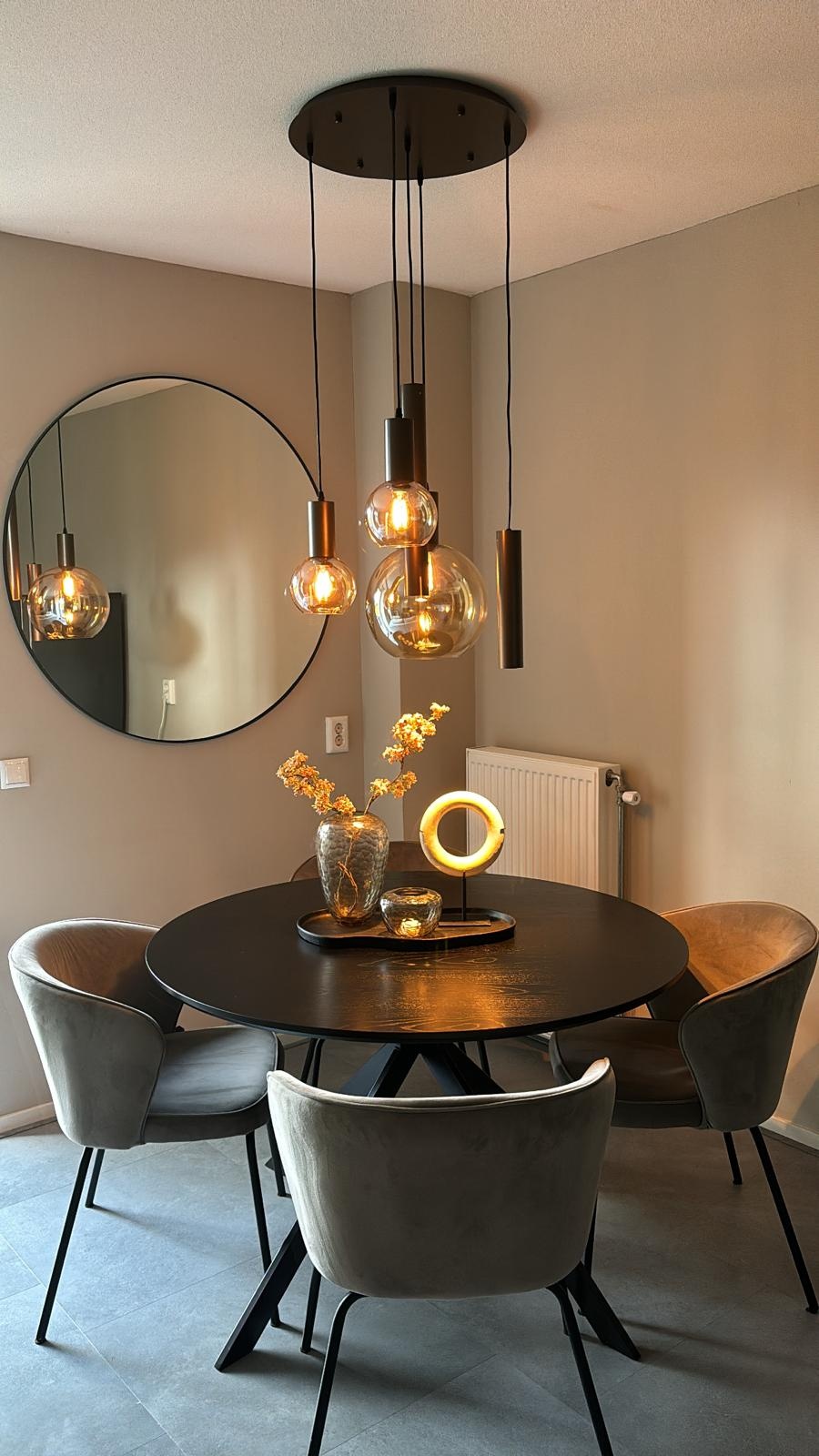 Hanglamp Aura  - Bruin - 5 lichts - Rond - Amber glas