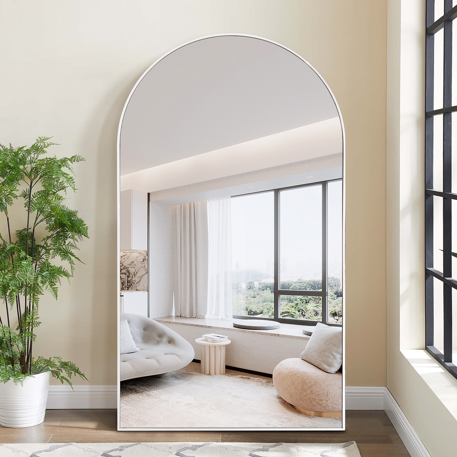 Boogspiegel Wit 100x180 - Staand- en Hangsysteem