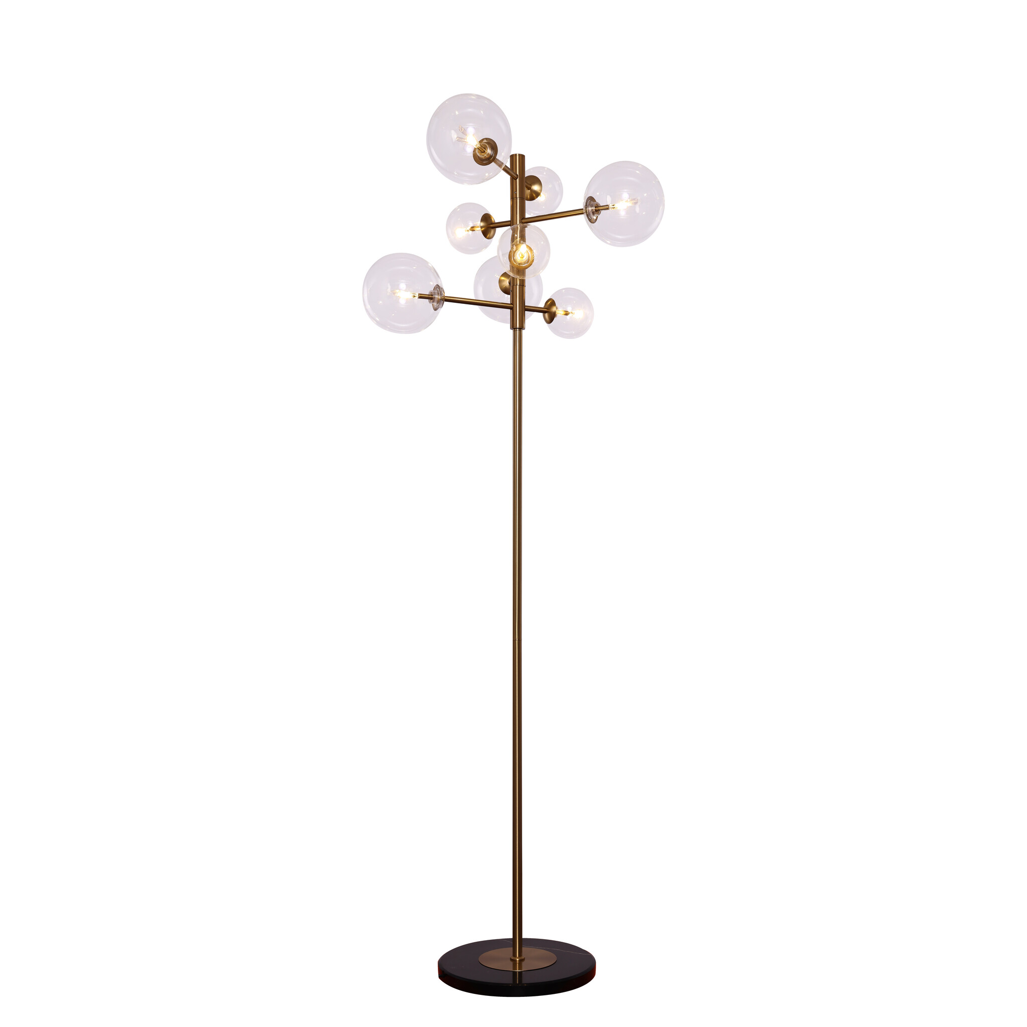 Vloerlamp Maxime helder glas | 8 lichts - Goud