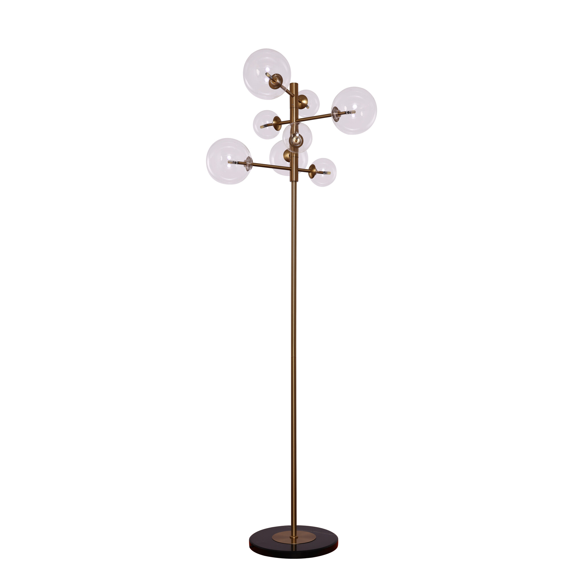 Vloerlamp Maxime helder glas | 8 lichts - Goud