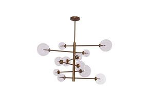 Hanglamp Maxime helder glas | 12 lichts - Goud