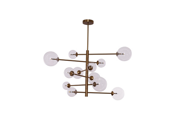 Hanglamp Maxime helder glas | 12 lichts - Goud