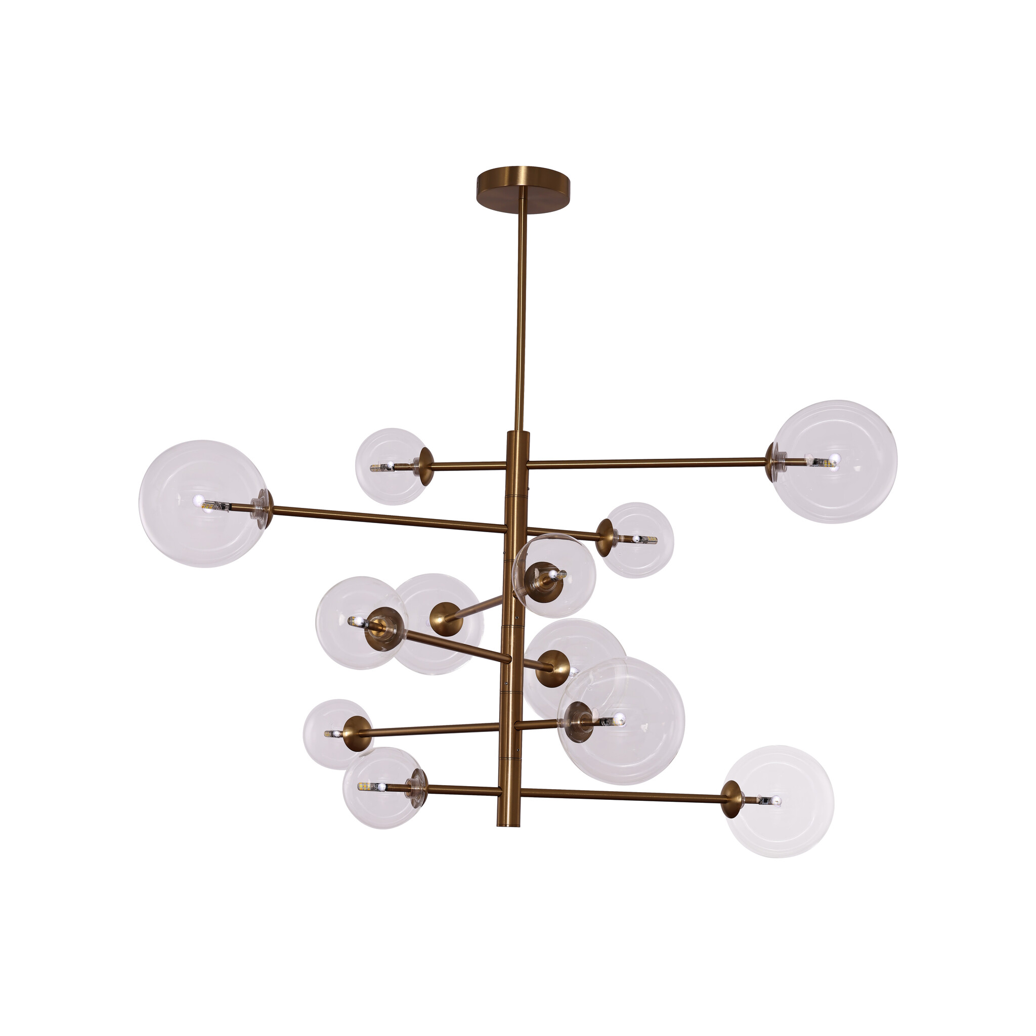 Hanglamp Maxime helder glas | 12 lichts - Goud