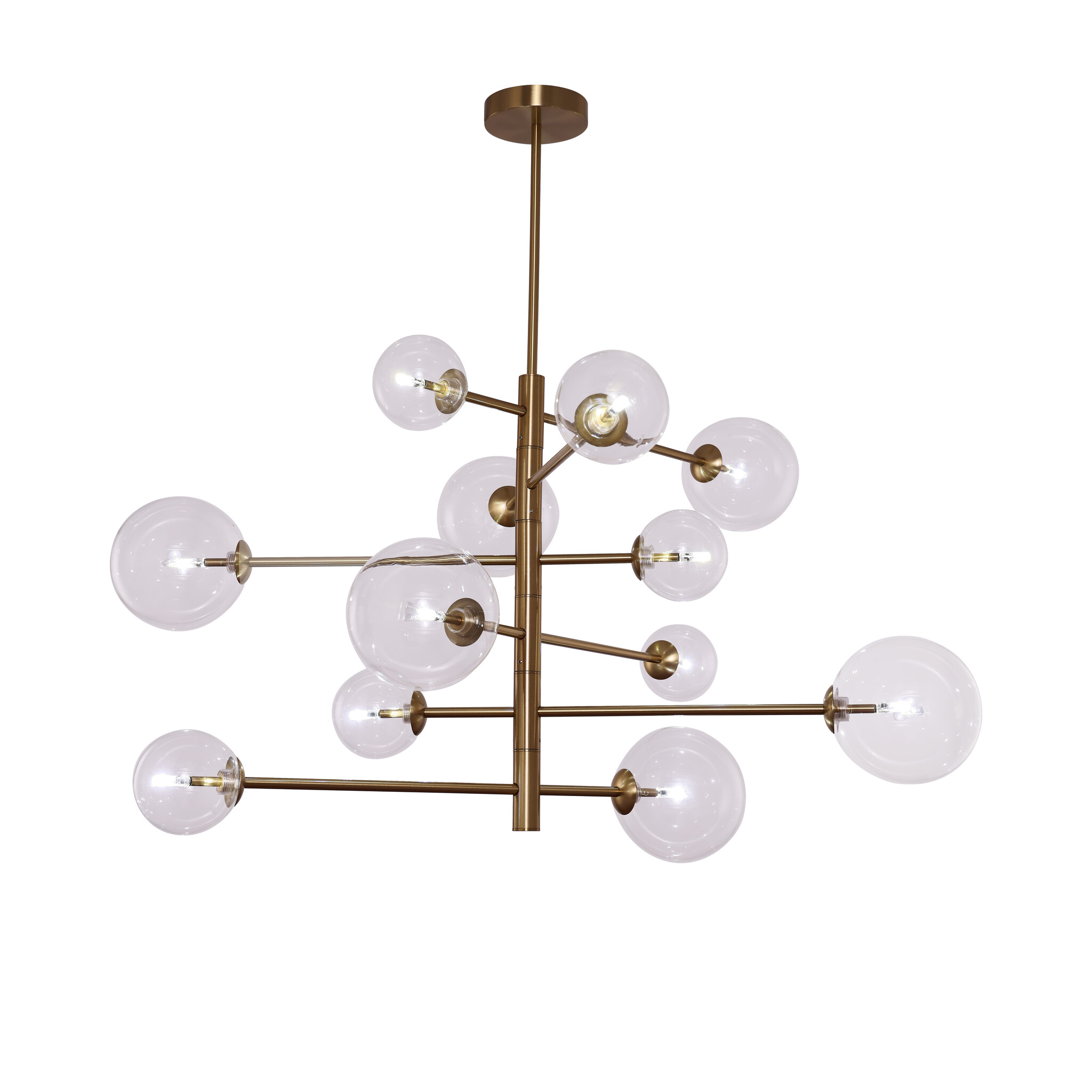 Hanglamp Maxime helder glas | 12 lichts - Goud